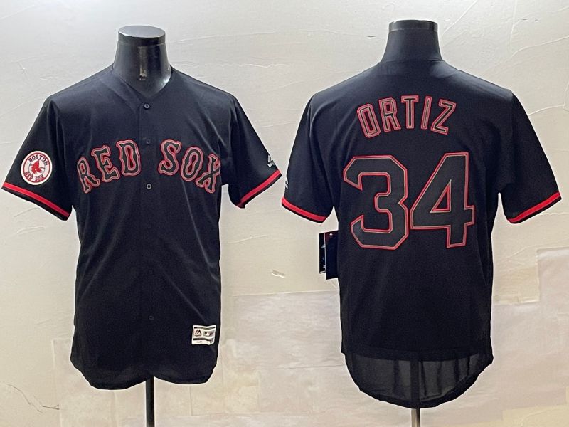 Men Boston Red Sox 34 Ortiz Black Fashion Elite 2025 Nike MLB Jersey style 2